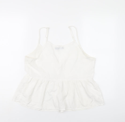 Boohoo Womens White Polyester Camisole T-Shirt Size 14 V-Neck