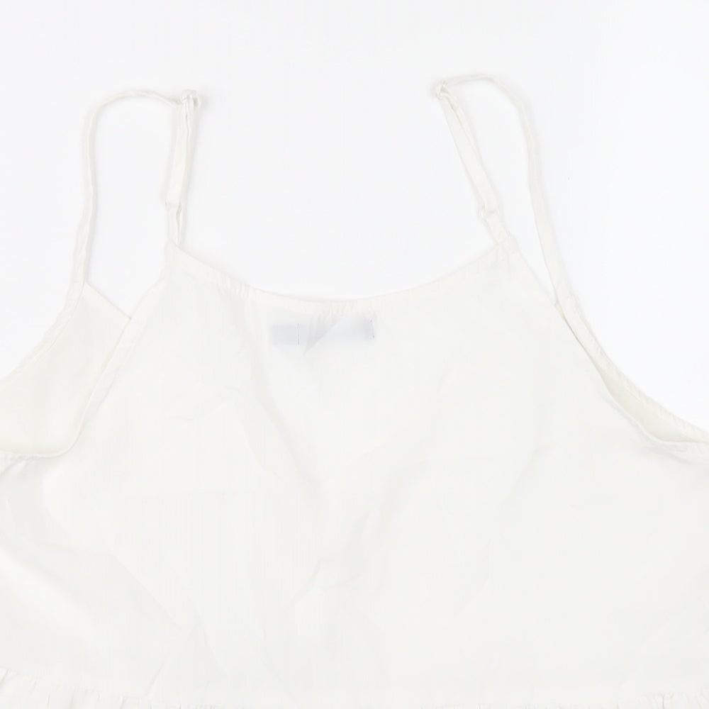 Boohoo Womens White Polyester Camisole T-Shirt Size 14 V-Neck
