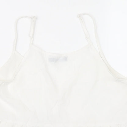 Boohoo Womens White Polyester Camisole T-Shirt Size 14 V-Neck