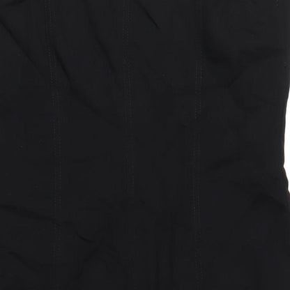 Marks and Spencer Womens Black Viscose A-Line Size 14 V-Neck Zip