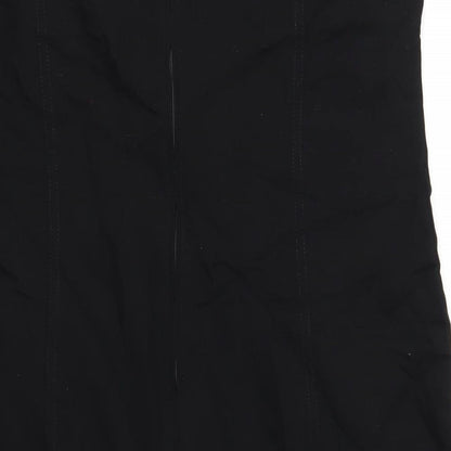 Marks and Spencer Womens Black Viscose A-Line Size 14 V-Neck Zip
