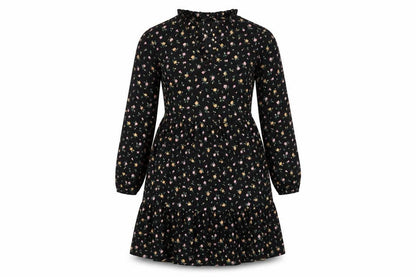 New Look Womens Black Floral Polyester A-Line Size 8 V-Neck Pullover