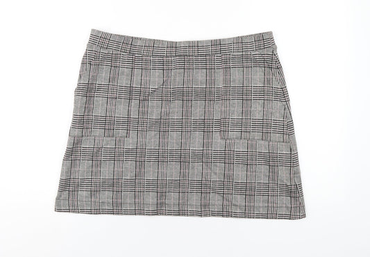 NEXT Womens Grey Plaid Polyester A-Line Skirt Size 16