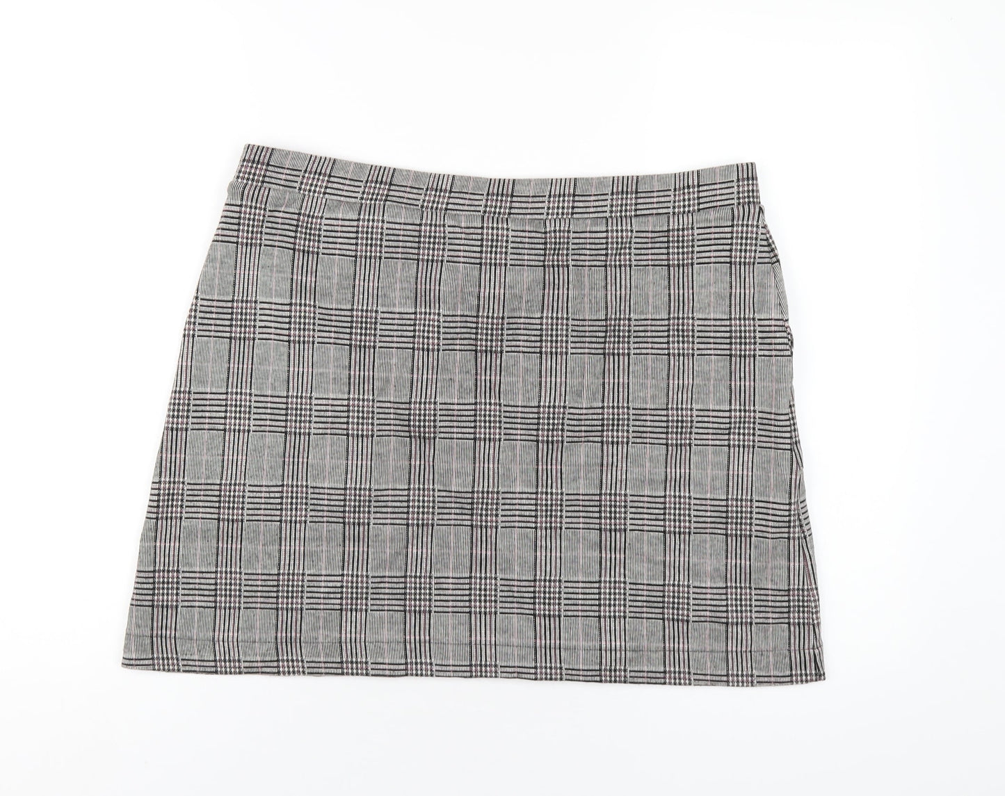 NEXT Womens Grey Plaid Polyester A-Line Skirt Size 16