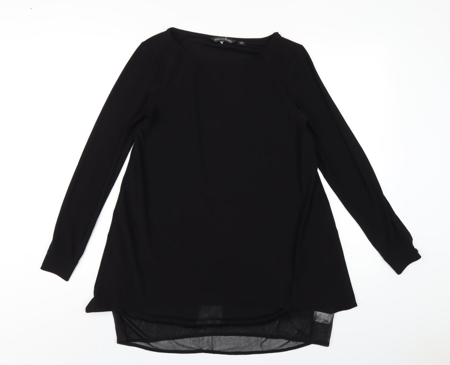 Womens UK Size S Nina Leonard Black Basic T-Shirt