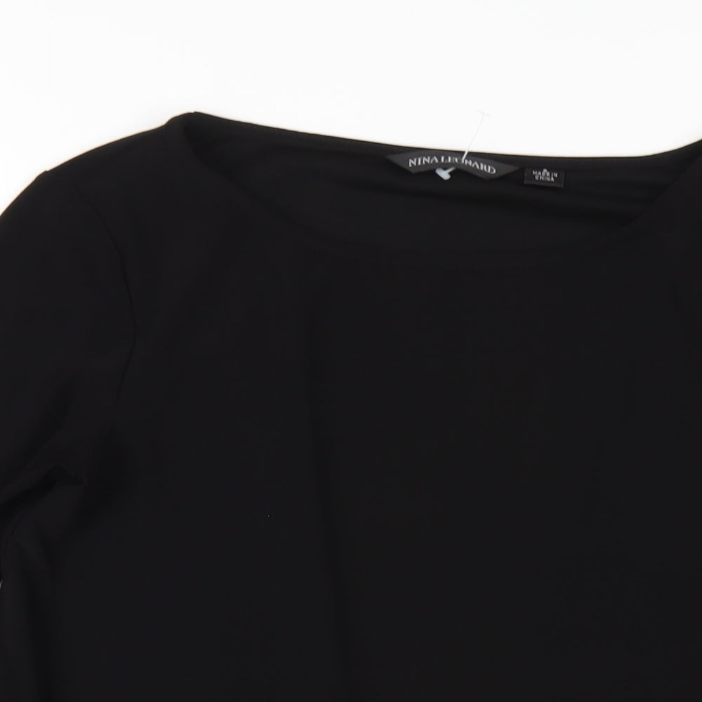Womens UK Size S Nina Leonard Black Basic T-Shirt