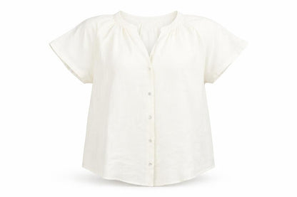 H&M Womens Ivory Polyester Basic Blouse Size 8 V-Neck