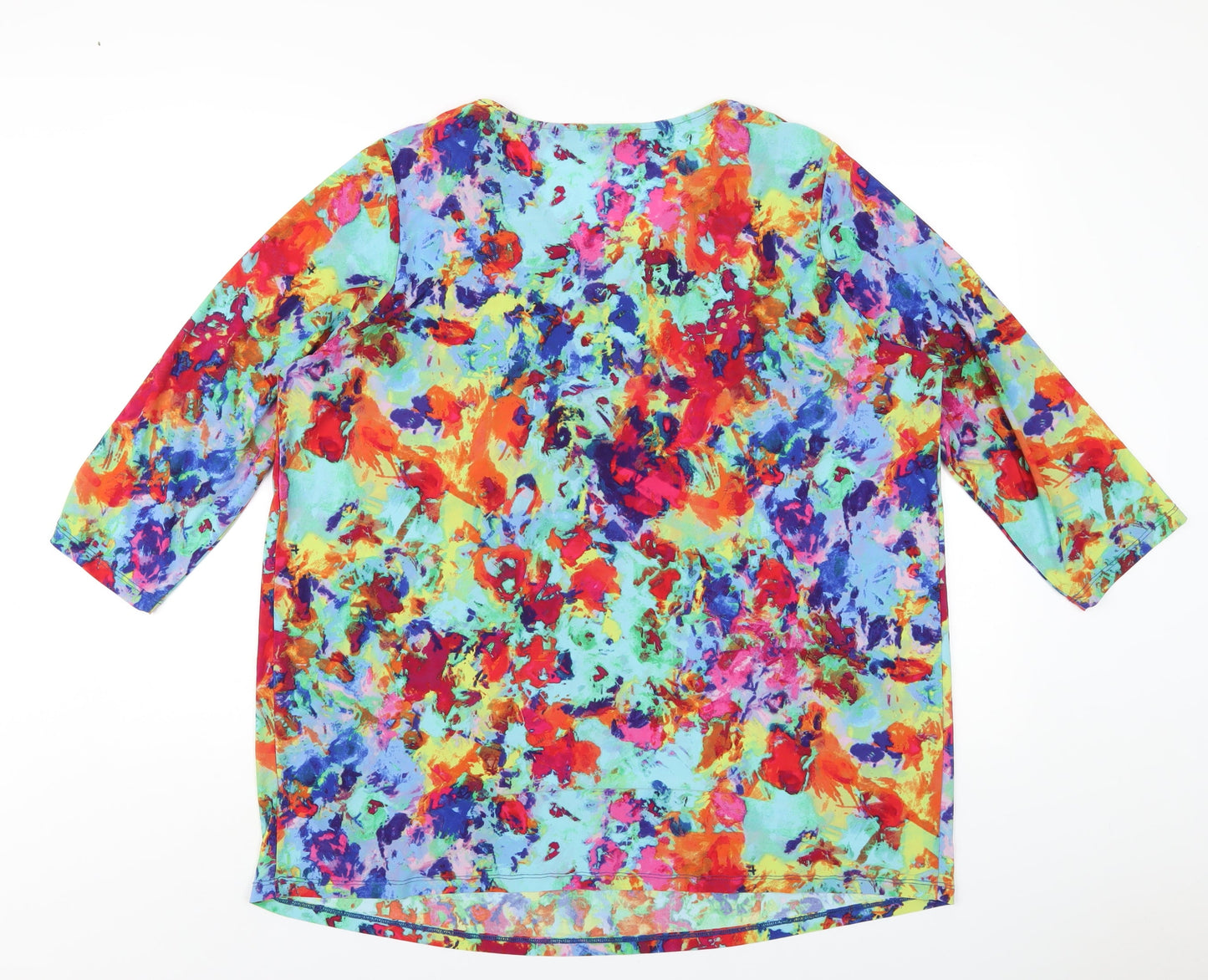 Womens UK Size 2XL Nina Leonard Multicoloured Basic T-Shirt