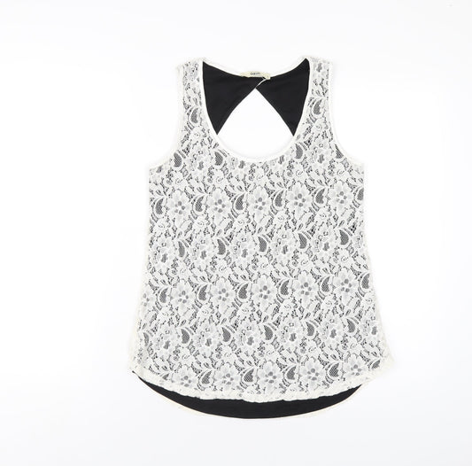 Womens UK Size S Oasis White Basic Tank