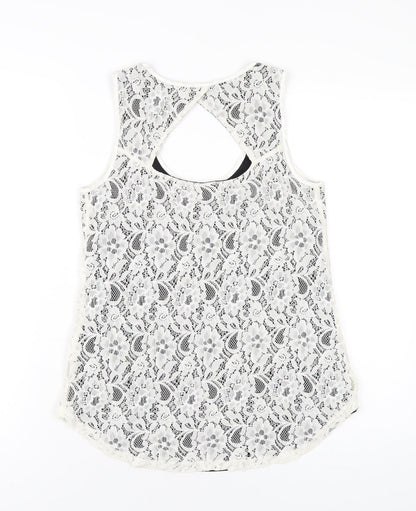 Womens UK Size S Oasis White Basic Tank