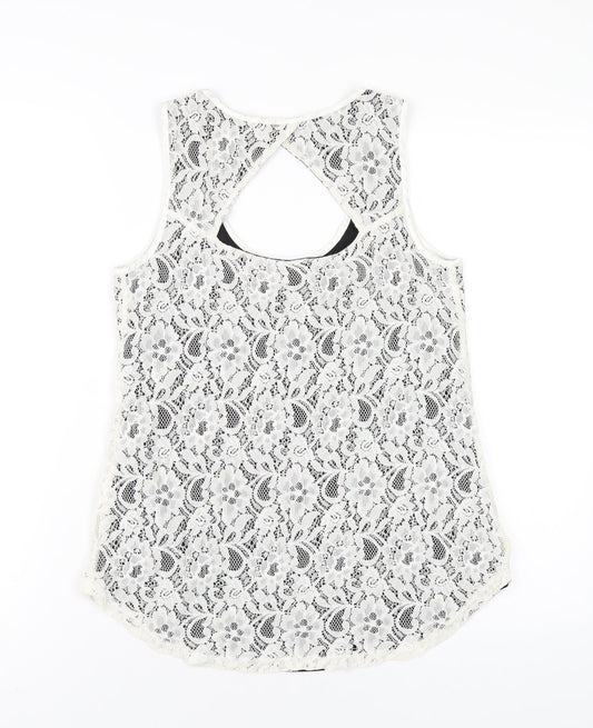 Womens UK Size S Oasis White Basic Tank