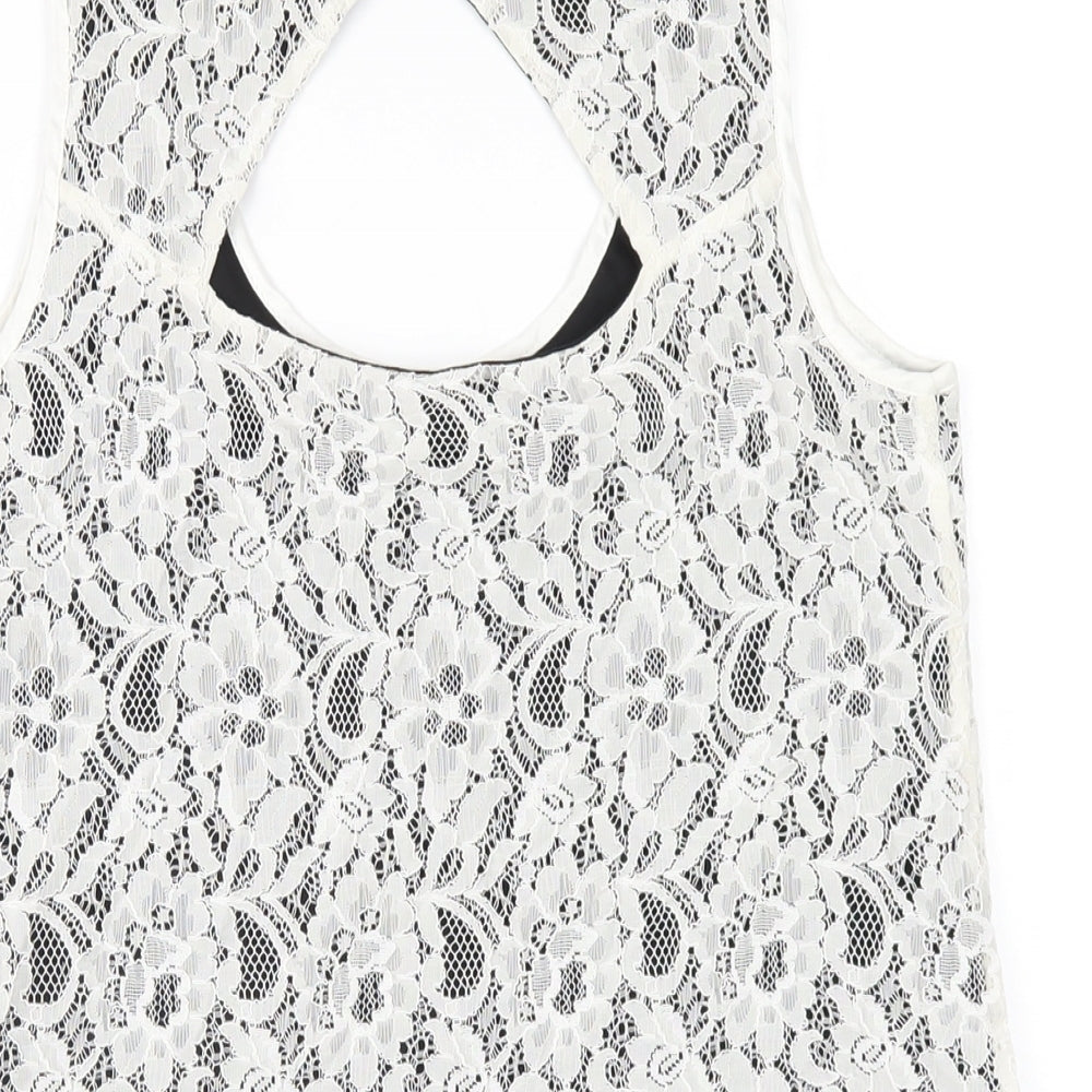 Womens UK Size S Oasis White Basic Tank