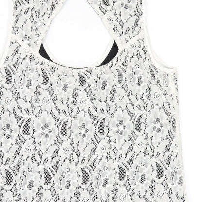 Womens UK Size S Oasis White Basic Tank