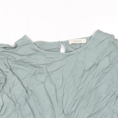 Oasis Womens Green Viscose Basic T-Shirt Size 12 Round Neck