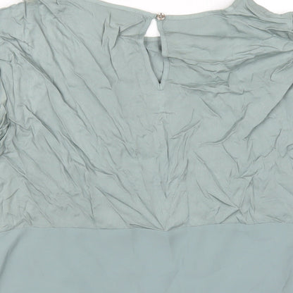 Oasis Womens Green Viscose Basic T-Shirt Size 12 Round Neck