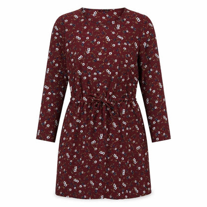 Only Womens Red Floral Polyester A-Line Size 12 Round Neck Pullover