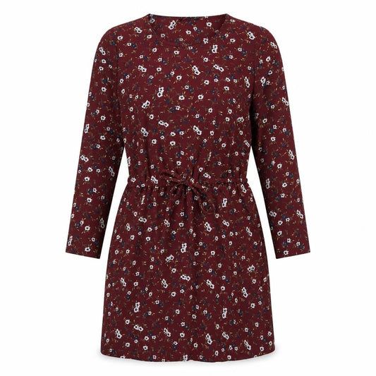 Front view of Only women’s red floral polyester a-line, size UK 12, round neck pullover