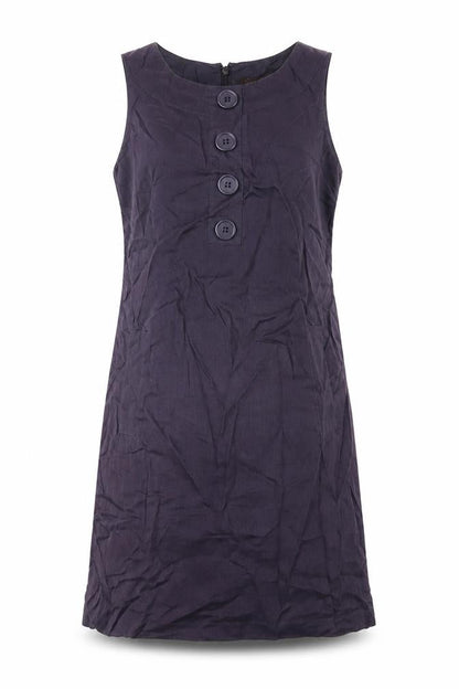 Great Plains Womens Purple Linen A-Line Size M Round Neck Zip
