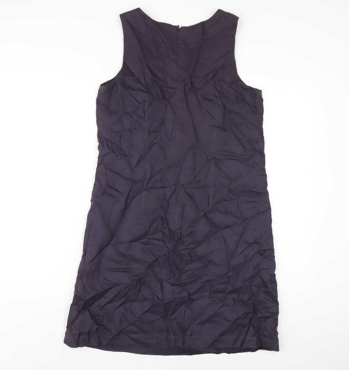 Great Plains Womens Purple Linen A-Line Size M Round Neck Zip