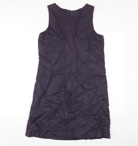 Great Plains Womens Purple Linen A-Line Size M Round Neck Zip