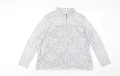Womens UK Size 18 Per Una Grey Basic Button-Up