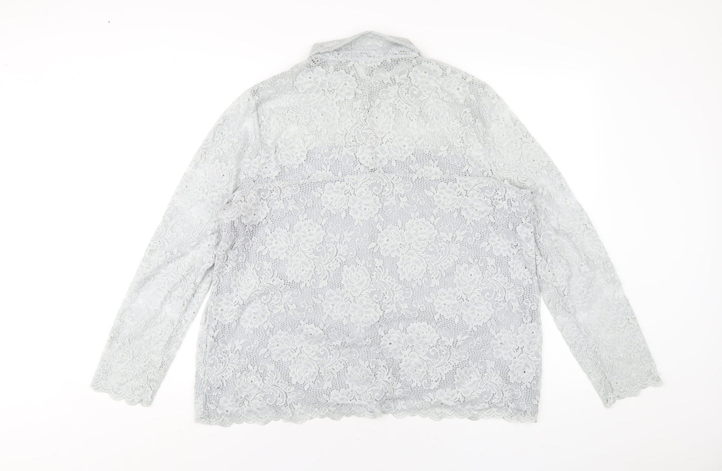 Womens UK Size 18 Per Una Grey Basic Button-Up