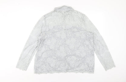 Womens UK Size 18 Per Una Grey Basic Button-Up