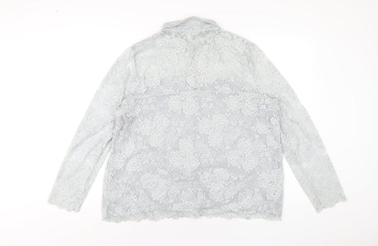 Womens UK Size 18 Per Una Grey Basic Button-Up