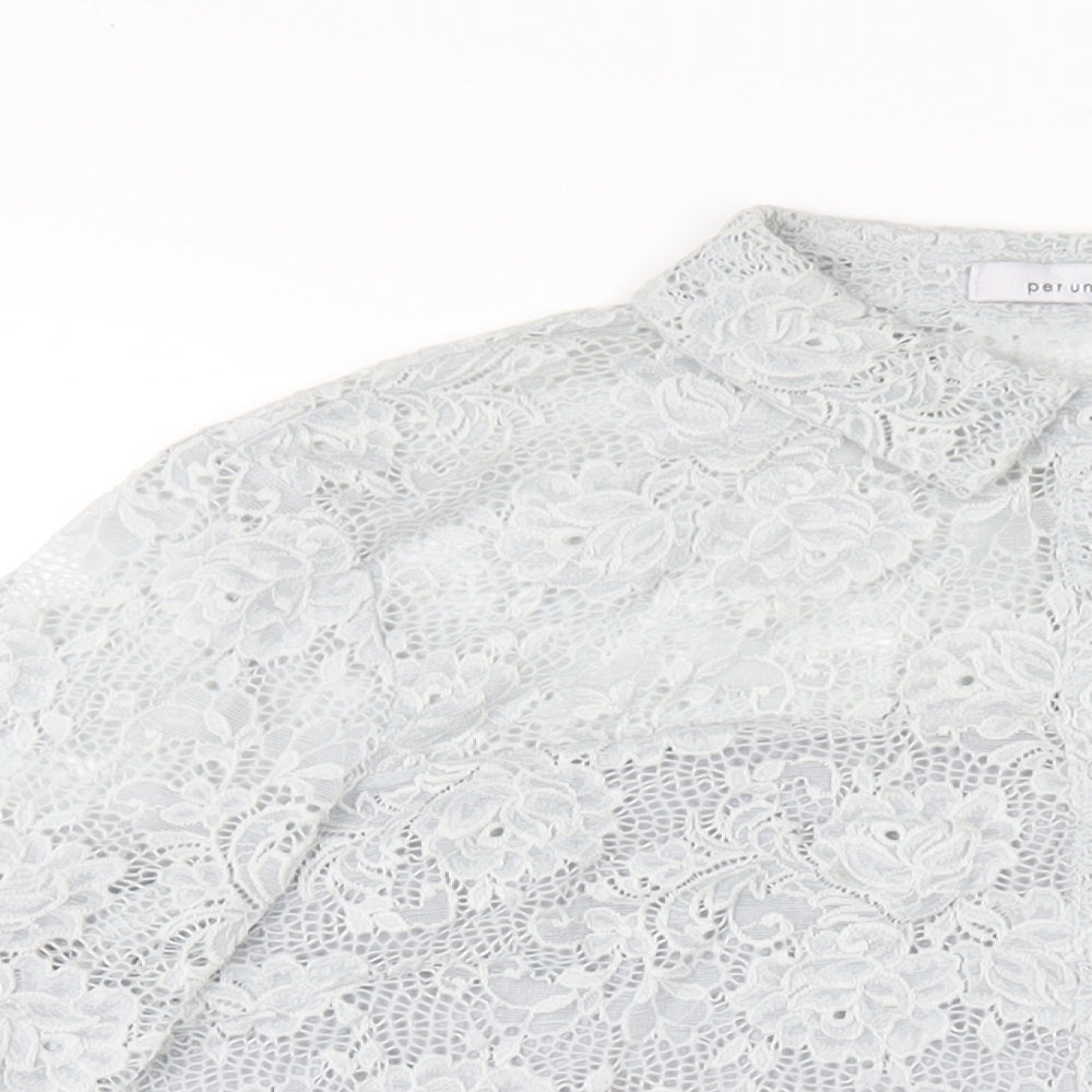 Womens UK Size 18 Per Una Grey Basic Button-Up