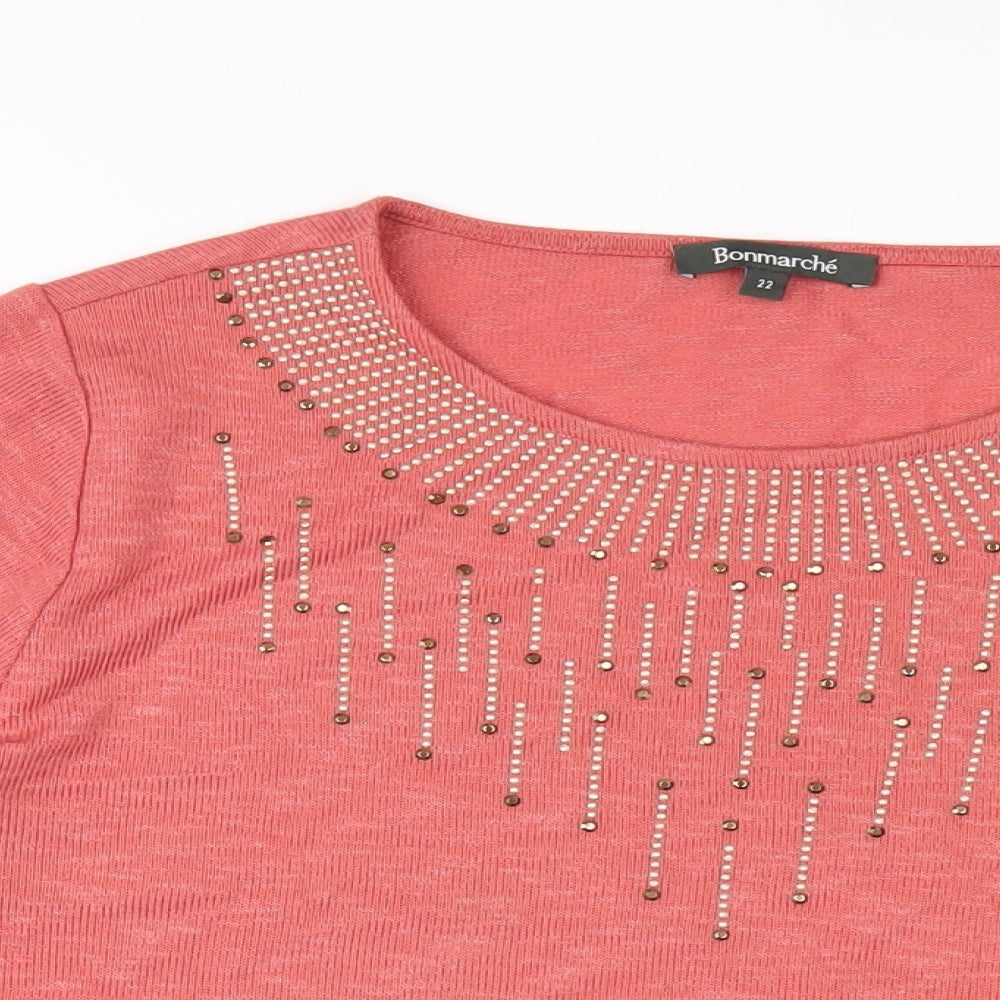 Womens UK Size 22 Bonmarché Pink Pullover Jumper