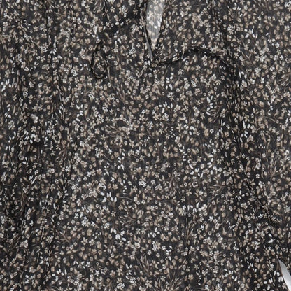 Capsule Womens Black Floral Polyester A-Line Size 16 V-Neck Pullover