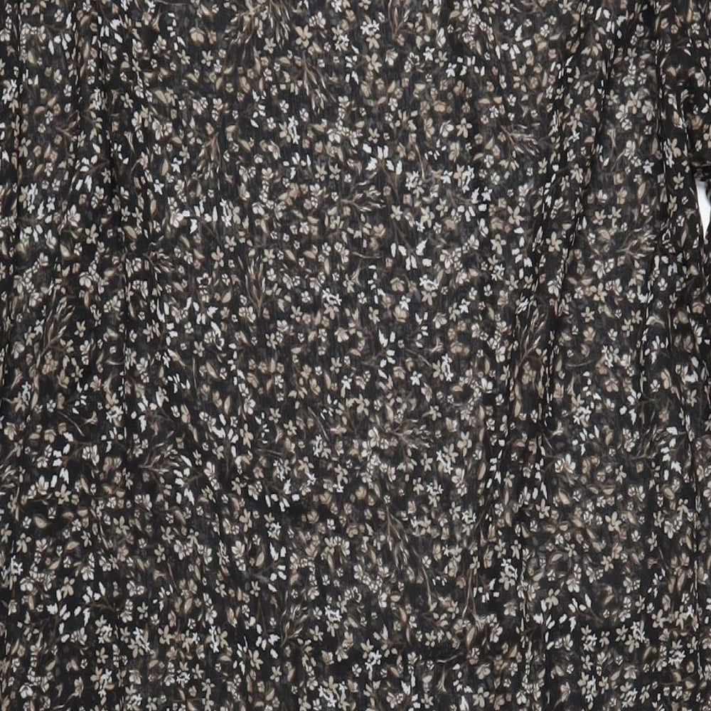 Capsule Womens Black Floral Polyester A-Line Size 16 V-Neck Pullover