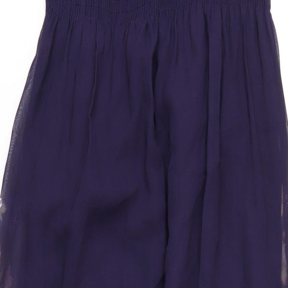 Accessorize Womens Purple Geometric Polyester Maxi Size S V-Neck Pullover