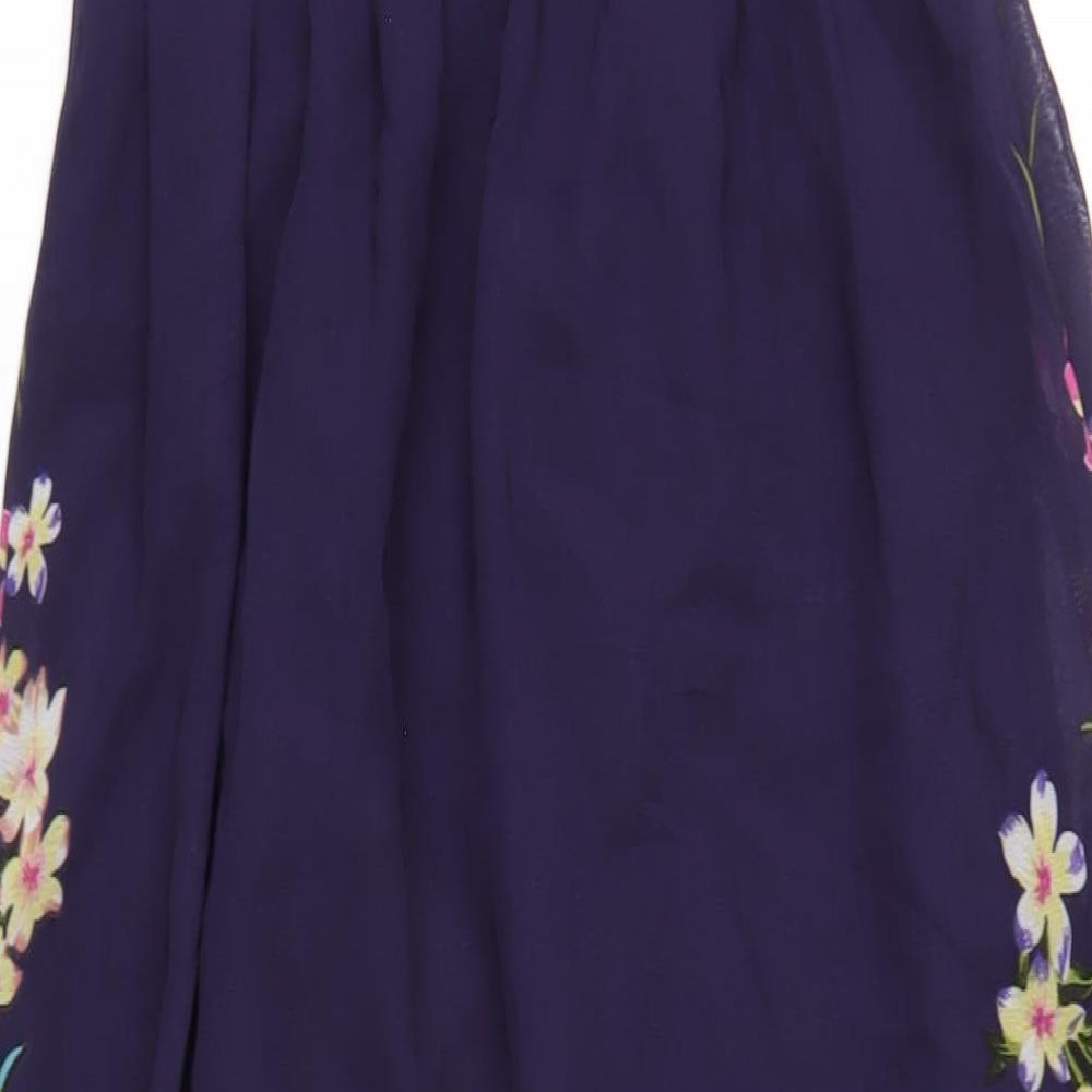 Accessorize Womens Purple Geometric Polyester Maxi Size S V-Neck Pullover
