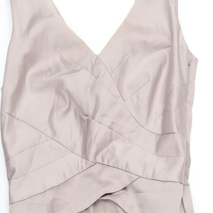 Monsoon Womens Beige Polyester A-Line Size 10 V-Neck Zip