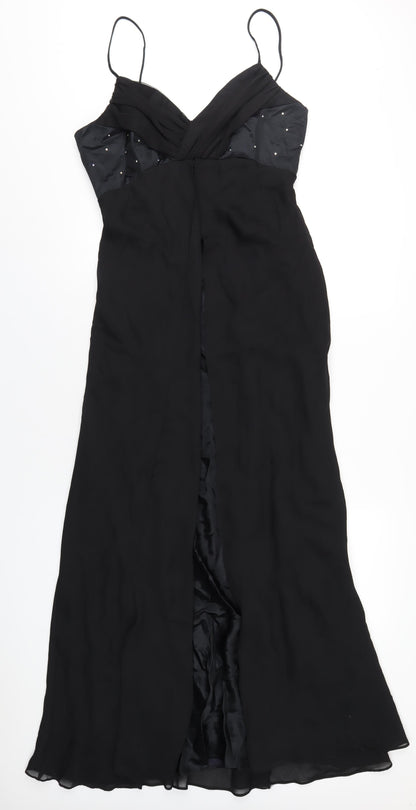 Eureka Womens Black Polyester Maxi Size L V-Neck Zip