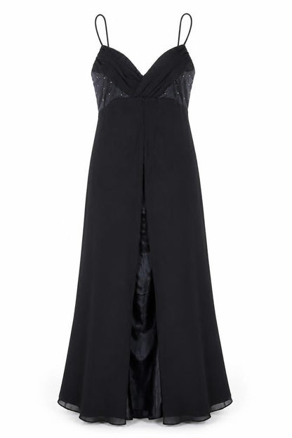 Eureka Womens Black Polyester Maxi Size L V-Neck Zip