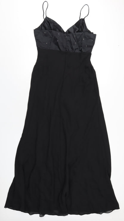 Eureka Womens Black Polyester Maxi Size L V-Neck Zip