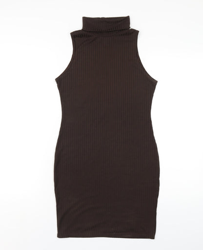 I SAW IT FIRST Womens Brown Polyester Bodycon Size 12 Roll Neck Pullover
