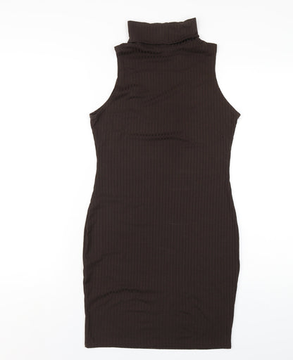 I SAW IT FIRST Womens Brown Polyester Bodycon Size 12 Roll Neck Pullover