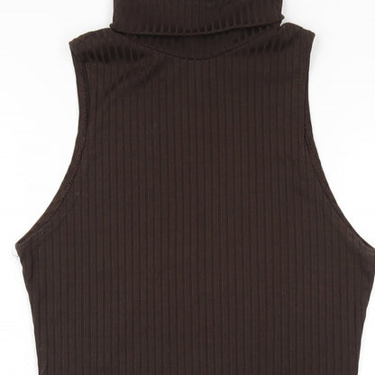 I SAW IT FIRST Womens Brown Polyester Bodycon Size 12 Roll Neck Pullover