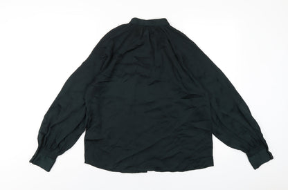 Womens UK Size 8 H&M Green Basic Button-Up