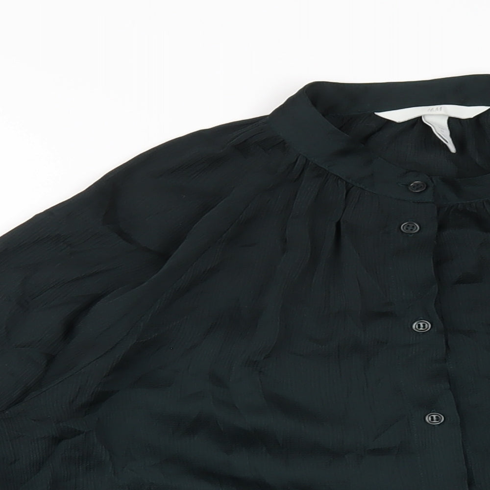 Womens UK Size 8 H&M Green Basic Button-Up
