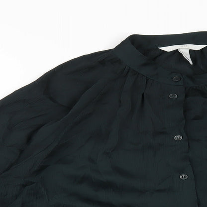 Womens UK Size 8 H&M Green Basic Button-Up