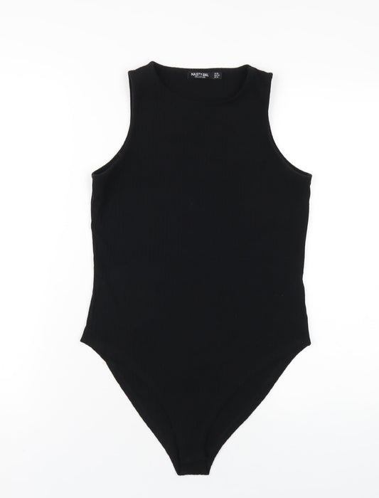Nasty Gal Womens Black Polyester Bodysuit One-Piece Size 14 Snap