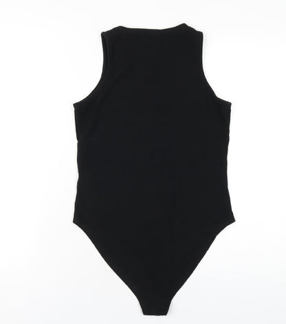 Nasty Gal Womens Black Polyester Bodysuit One-Piece Size 14 Snap