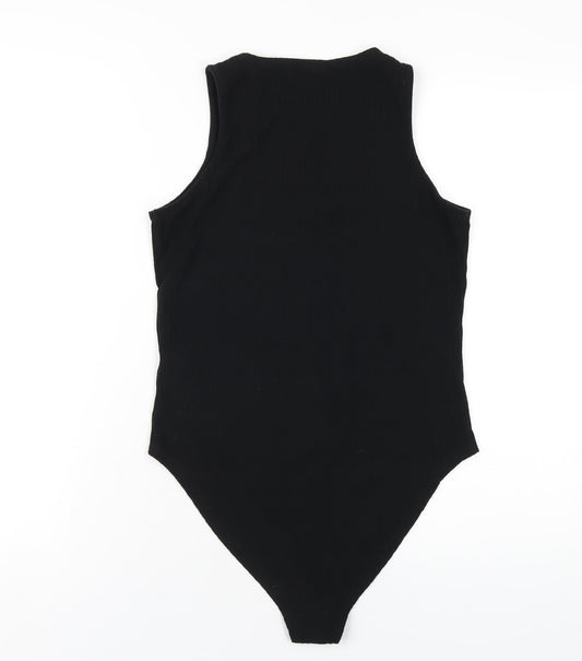 Nasty Gal Womens Black Polyester Bodysuit One-Piece Size 14 Snap