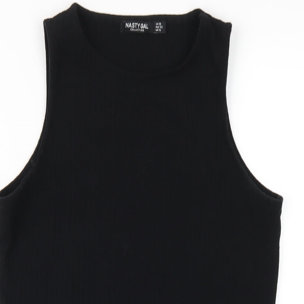 Nasty Gal Womens Black Polyester Bodysuit One-Piece Size 14 Snap