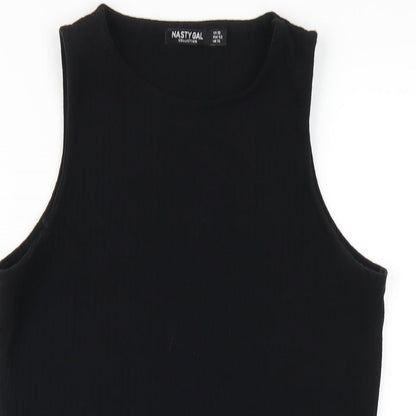 Nasty Gal Womens Black Polyester Bodysuit One-Piece Size 14 Snap