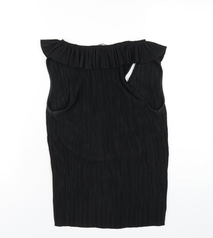 Zara Womens Black Polyester Basic Blouse Size S V-Neck